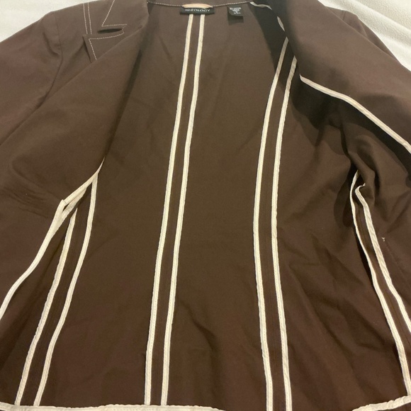 Ideology dark brown tailored jacket with white stitching size 8 - Picture 8 of 9